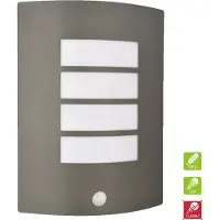 Prezent Wandleuchte MEMPHIS+SEN1xE27/15W,IP44, dunkelgrau/Opal L: 230, H: 290, mit Sensor, dimmbar Wandleuchte MEMPHIS+SEN1xE27/15W,IP44, dunkelgrau/Opal L: 230, H: 290, dimmbar