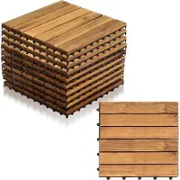 OEM Terrastegel-Set 8qm - 30x30 cm - 88 Stücke - Houten - Balkon, Terras oder Vlonder - Klik-Tegel - Snelle Montage - Acaciaholz - Braun