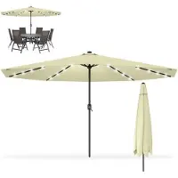 OEM Garten-Schirm - 350 cm groß - für Garten, Terrasse, Balkon & Lounge - stabil - optional mit LED-Licht - Aluminium-Stange - UV-beständig - Beige