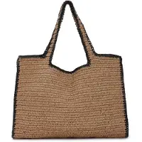 Merkloos Große Strohtasche - Handgewebte Strandtasche für Sommer und Urlaub