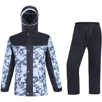 Merkloos Uni Regenanzug für Männer - Wasserdichte Regenjacke für Motorrad und Fahrrad, Camouflage