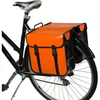 Unyqoos BikyBag Classic CW – wasserdichte Doppel-Fahrradtasche für Gepäckträger, orange, aus Planenmaterial, reflektierend, Reißverschlussfach