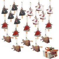 OEM Weihnachtsbaumdekoration - Holzengel Hänge - 20 Stück - 8 cm hoch - 4 Farben