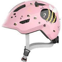 ABUS Kinderhelm Smiley 3.0 - Fahrradhelm mit tiefer Passform, kindergerechten Designs & Platz für einen Zopf - für Mädchen und Jungs - rose bee, Größe S