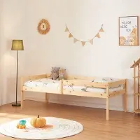 OEM Doppelbett für Kinder – Stapelbett – Ausziehbares Kinderbett – Bett mit Aufbewahrungsraum – 90x200 cm – Naturholz