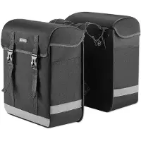 Merkloos Doppelte Fahrradtasche 34L mit Haken und Klettverschluss für schnelle Installation Schwarz