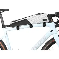 Merkloos Top Tube Fahrradtasche - Wasserdichte Fahrrad Gepäck 2.1L mit Mesh Taschen - Schwarz-Weiß