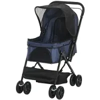 OEM Kleine Hundebuggy – Blauer Draisine – Verstelbarer Kinderwagen – Inklappbar mit Sicherheitsgreif