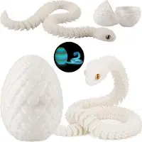 OEM 3D gedruckte weiße Schlange Spielzeug - Ostern 3D gedruckte Drachen Ei - Schlange Eier 3D gedruckte Tiere Spielzeug für Kinder Geschenk - Büro Zuhause Deko