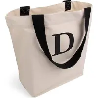 Unyqoos Geräumiger Baumwoll-Shopper – Canvas‑Tasche (100% Baumwolle, 100), 45×38×16 cm, Reißverschluss & Innenfach, 220 g/m², 60 cm schwarze Henkel