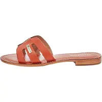 Merkloos Damensandalen mit flacher Sohle in Ziegelrot