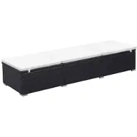 Generisch Sonnenliege Relaxliege Gartenliege Liegestuhl aus Poly-Rattan verstellbar mit Sitzkissen für Garten Terrasse und Balkon 195 x 60 cm Schwarz und Weiß