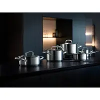 WMF Topf-Set "Gourmet Plus, Induktion, unbeschichtet, Deckel aus Edelstahl und Glas" Set, 5 Stk. tlg. Cromargan Edelstahl Rostfrei 18/10