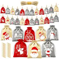 Dripio Adventskalender zum Befüllen, 24 Stoffbeutel, 13x18 cm, rot