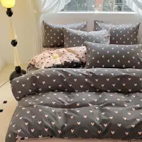 Sonstiges Bettwäsche-Set 140x200 cm 2-teilig Herzen Rosa Schwarz Mikrofaser mit Reißverschluss