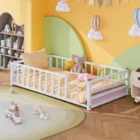 Dripio Montessori Kinderbett 90×200 cm mit Rausfallschutz & Lattenrost, weiß