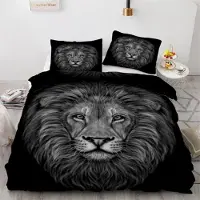 Sonstiges Bettwäsche-Set Löwe 135x200 cm 4-teilig Mikrofaser 3D Motiv mit Reißverschluss