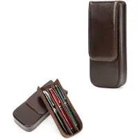 OEM Leichtes Koffiebraunes Lederetui mit Magnetverschluss - 3-Federhalter - Pencilcase - praktischer Organizer