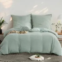 Merkloos Omgoods – Bettwäsche-Set aus extra weicher Baumwollmuselin – Bettbezug Mintgrün, 135x200 cm