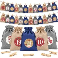 Dripio Adventskalender 24 Jutebeutel 15x20 cm mit Klammern