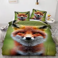 Sonstiges Bettwäsche-Set Fuchs 155x220 cm 3-teilig Mikrofaser Wendebettwäsche mit Reißverschluss 2 Kissenbezüge 80x80 cm