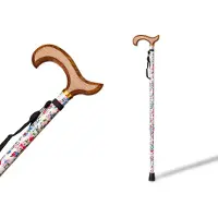 Merkloos Verstellbarer Gehstock – Höhenverstellbar (74-95 cm) – Aluminium – Rutschfester Griff – Holzgriff – Dekorative Blumenmuster – Gehhilfe