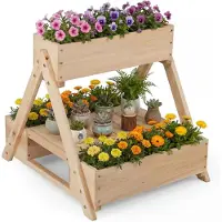 Merkloos Vertikales Hochbeet mit 2 Etagen, 66 x 58 x 60 cm