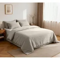 Sonstiges Musselin Bettwäsche 200x220 cm 5-teilig Beige 100% Baumwolle
