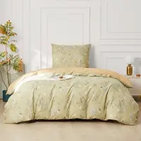 Sonstiges Bettwäsche Set 155x220 cm Baumwolle Grün Blumen 2-teilig mit Reißverschluss