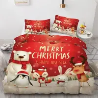 Sonstiges Bettwäsche-Set 220x240 cm 3-teilig Mikrofaser Pinguin Fuchs 3D Motiv mit Reißverschluss