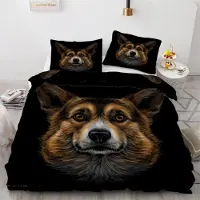 Sonstiges Bettwäsche-Set Corgi 135x200 cm 4-teilig Mikrofaser mit Reißverschluss 3D Motiv