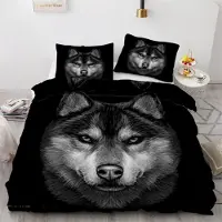 Sonstiges Bettwäsche-Set Wolf 135x200 cm 2-teilig Mikrofaser mit Reißverschluss 3D Motiv