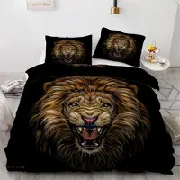 Sonstiges Bettwäsche-Set 135x200 cm 2-teilig Mikrofaser 3D Löwenmotiv mit Reißverschluss