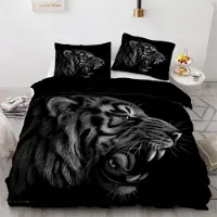 Sonstiges Bettwäsche-Set Tiger 200x200 cm 3-teilig Mikrofaser mit Reißverschluss 3D Motiv