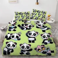 Sonstiges Bettwäsche-Set 155x220 cm 3-teilig Mikrofaser Panda Motiv mit Reißverschluss