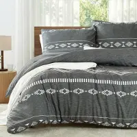 Sonstiges Bettwäsche-Set 155x220cm 3-teilig Grau Mikrofaser mit 2 Kissenbezügen 80x80cm