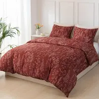 Sonstiges Bettwäsche-Set King-Size 230x220 cm Blumendruck Kastanienbraun 2 Kissenbezüge 50x75 cm