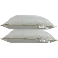 Unyqoos Kopfkissen 2er-Set 60x70 cm – Medium mit goldener Kante, 100% Baumwollbezug, Hotelqualität, verstellbar per Reißverschluss, , für Rücken-, Seiten- & Bauchschläfer