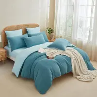 OEM Musselin Bettwäsche 2-tlg. 135x200 cm petrolblau 100% Baumwolle