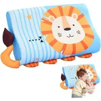 Unyqoos Ergonomisches Kinderkissen 45 x 27 cm – Memory-Foam für 2–3 Jahre, geperforierter Kern, ice-silk Bezug, Löwen-Design, hypoallergen
