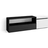 Dripio TV-Lowboard 150x45x35 cm, für TVs bis 65", modern, weiß/schwarz