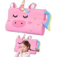 Unyqoos Kinder-Traagschaum-Kopfkissen 44 x 27 cm – ergonomisches Einhorn-Design, abnehmbarer Eisseide-Bezug, atmungsaktiv, rosa, Geschenk für Mädchen