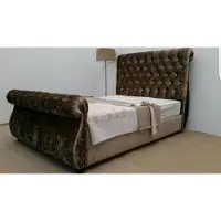 AEA Chesterfield Design Bett Schlafzimmer Samt Leder Polster Hotel Betten