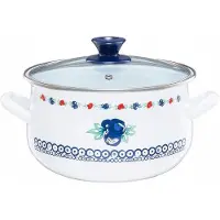 Emalia Olkusz FOLKLOR Emaille-Topf mit Deckel 22cm 5L