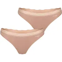 Sloggi String "GO Blush String 2P", Damen, Gr. XL, Microfaser, cameo braun, Microfaser, Obermaterial: 90% Polyamid, 10% Elasthan, Unterhosen String, mit Spitzendetails