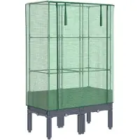 vidaXL Hochbeet mit Gewächshaus-Aufsatz Rattan-Optik 80x40x140 cm
