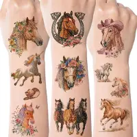 Sonstiges Glitzer Tattoos Pferde 10 Blätter für Mädchen ab 5 Jahre, Kindertattoos Mitgebsel Kindergeburtstag, Adventskalender 2026 Füllung, Nikolaus Geschenke