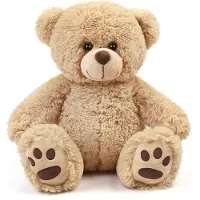 Merkloos Solidchoice – Kuscheltier Bär mit Fußabdrücken, 43 cm, aus weichem Plüsch
