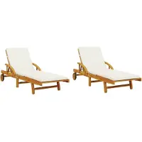 vidaXL Sonnenliegen 2 Stk. mit Auflagen 200x68x83 cm Massivholz Akazie