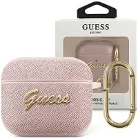 GUESS GUA3SASMP AirPods 3 Hülle pink/pink Saffiano Script Metal Kollektion